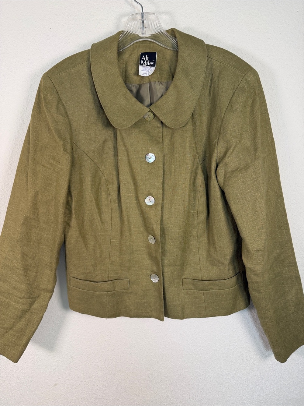 Ali Miles size 15 linen green jacket size 14 - Picture 2 of 8